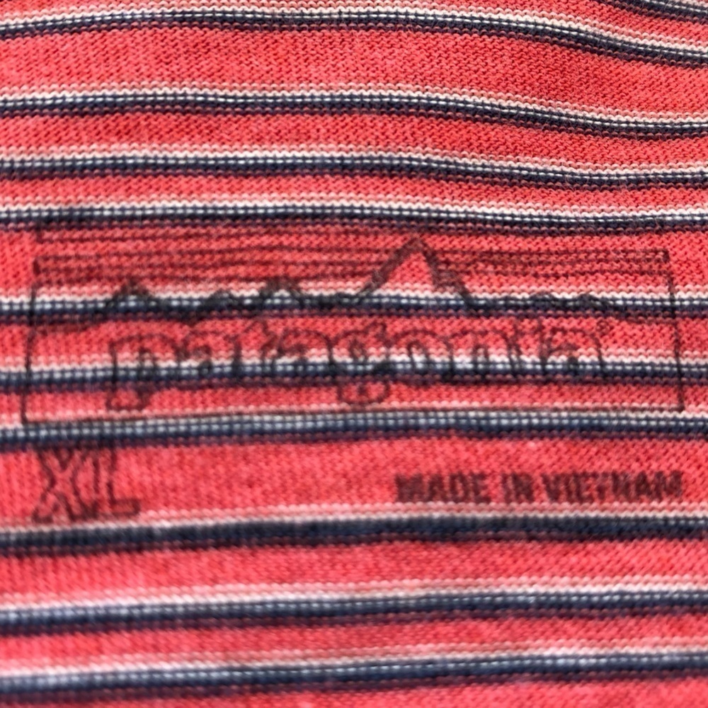 PATAGONIA Polo Shirt Mens XL Pink/Red Striped Short Sleeve Cotton - Picture 6 of 9
